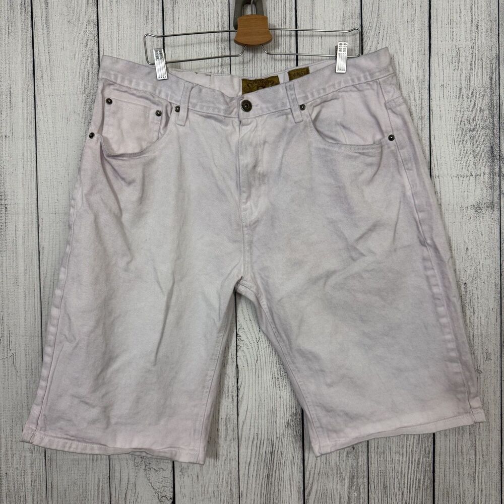 Evolution Men's W42 White Pigment-Dyed Relaxed Baggy Skate Streetwear Shorts